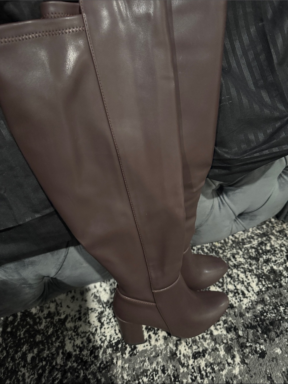 TOP Moda Tall Over-the-Knee Brown Block Heel Boots